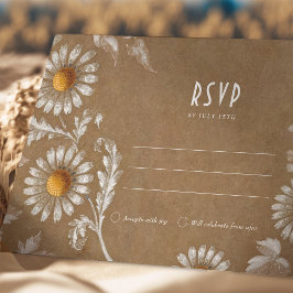 Vintage RSVP-Karte mit Filigree Daisy Motif Einladung