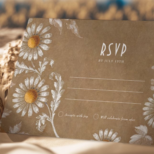 Vintage RSVP-Karte mit Filigree Daisy Motif Einladung (Von Creator hochgeladen)