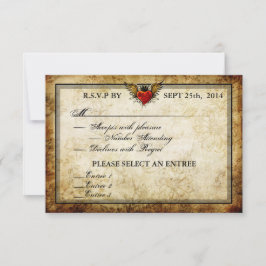 Vintage RSVP-Karten der städtischen Tattoo-Winged RSVP Karte