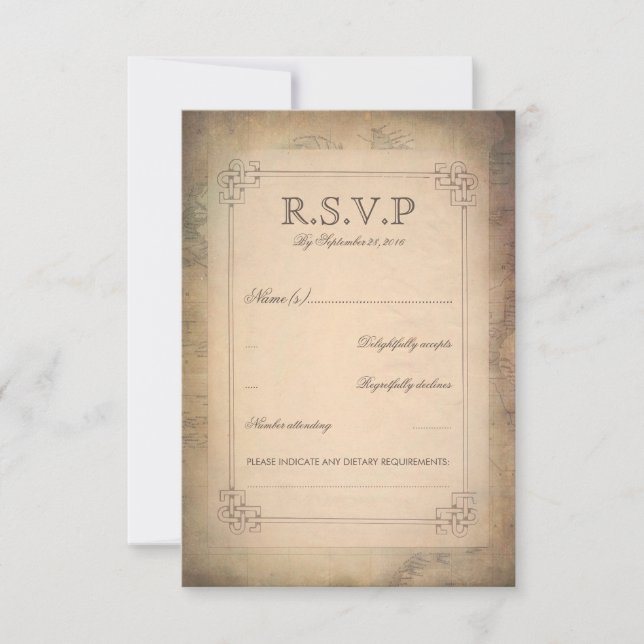 Vintage RSVP-Karten für alte Hochzeiten RSVP Karte (Vorderseite)