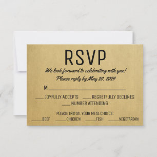 Vintage-RSVP mit Antwortkarten zur Mahlzeitenwahl RSVP Karte