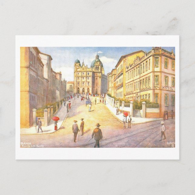 Vintage Rua de Sao Bento, Bahia, Brazil Postkarte (Vorderseite)