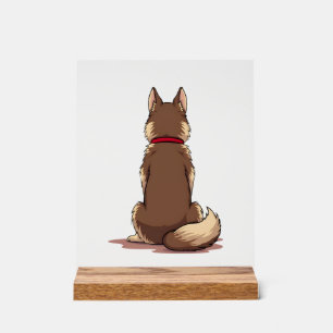 Vintage-Rückansicht Husky-Hund-Illustration Braun Acrylschild