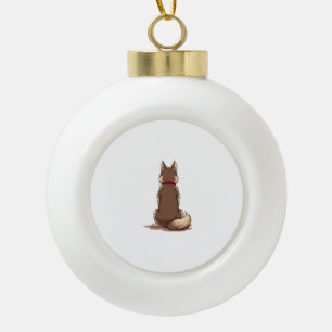 Vintage-Rückansicht Husky-Hund-Illustration Braun Keramik Kugel-Ornament