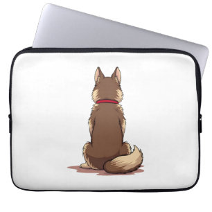 Vintage-Rückansicht Husky-Hund-Illustration Braun  Laptopschutzhülle