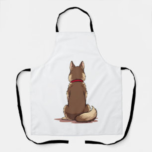 Vintage-Rückansicht Husky-Hund-Illustration Braun Schürze
