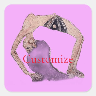 Vintage Rückbiegung Yoga Pose Thunder_Cove Quadratischer Aufkleber