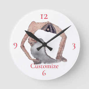 Vintage Rückbiegung Yoga Pose Thunder_Cove Runde Wanduhr