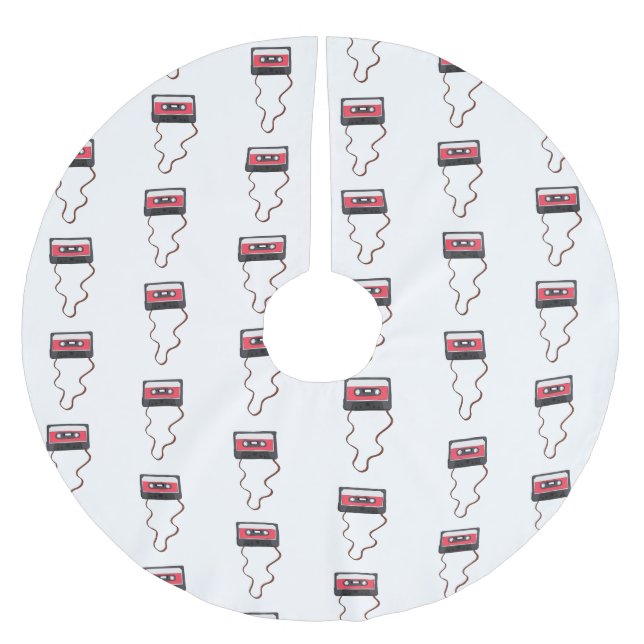 Vintage Rückgabe des Kassettenbands Polyester Weihnachtsbaumdecke (Vorderseite)