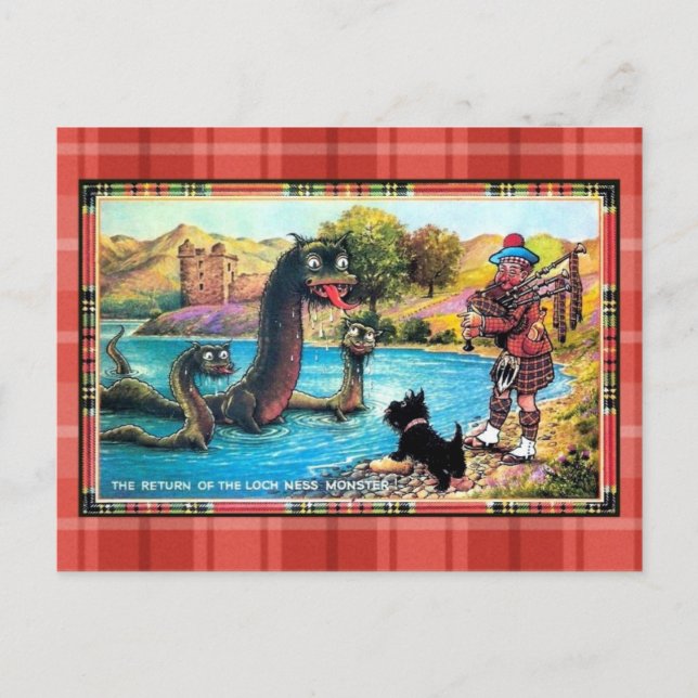 Vintage Rückkehr des Loch Ness Monsters Postkarte (Vorderseite)