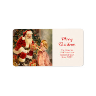Vintage Rücksendeadresse für Santa und Kind Adressaufkleber