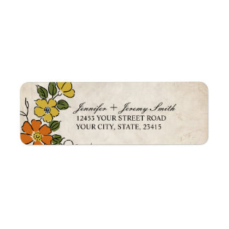 Vintage Rücksendeadresse Orange und Gelb