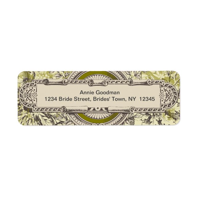 Vintage Rücksendeadressen-Aufkleber Grüngraue Crem (Vorne)