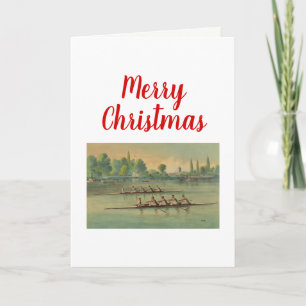 Vintage-Ruder-Crew-Rennen-Boot-Rennen-Weihnachtska Feiertagskarte