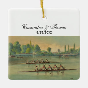 Vintage-Ruderer-Mannschafts-Ruderbootrennen Keramikornament