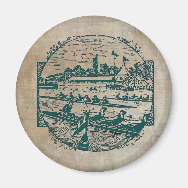 Vintage Ruderszene Magnet (Vorne)