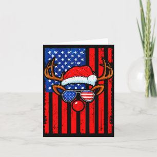 Vintage Rudolph Rotnase Santa Hut Us Flag Weihnach Karte