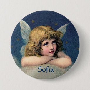 Vintage Ruhender Engel - Personalisieren - Runde S Button