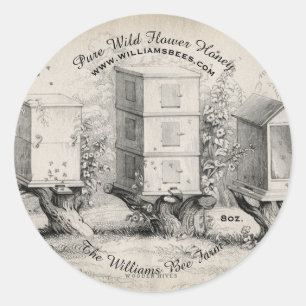 Vintage-Runde-Bienenstock-Honigglas-Aufkleber Runder Aufkleber
