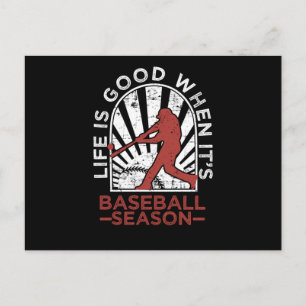 Vintage Runner Batter Leben ist gut, wenn Baseball Postkarte