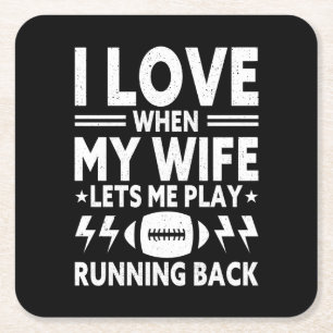 Vintage Running Back Football Ehemann Ehefrau Spor Rechteckiger Pappuntersetzer