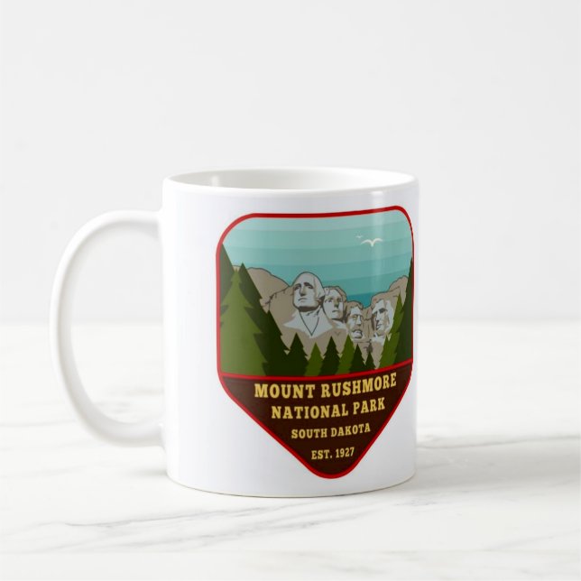 Vintage Rushmore-Illustration Kaffeetasse (Links)