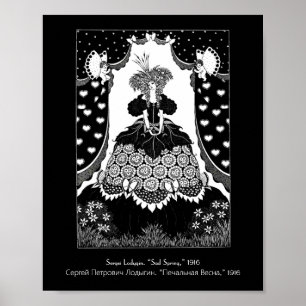 Vintage Russische Art Nouveau Königin und Cupidos Poster
