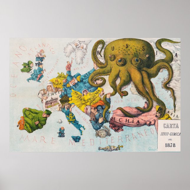 Vintage Russische Dominanz-Karte Poster (Vorne)