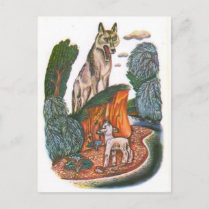Vintage-russische Illustrationen, Fabeln des Äsop Postkarte