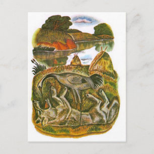 Vintage-russische Illustrationen, Fabeln des Äsop Postkarte