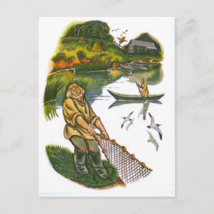 Vintage-russische Illustrationen, Fabeln von Äsop Postkarte
