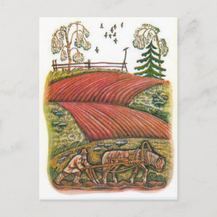 Vintage-russische Illustrationen, Fabeln von Äsop Postkarte