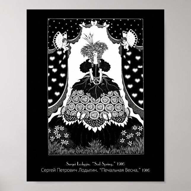 Vintage Russische Jugendstil-Königin und Kupide Poster (Vorne)