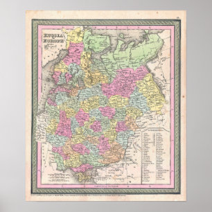 Vintage russische Karte, 1853 Poster