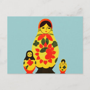 Vintage Russische Russland Chic Matrjoschka-Puppe Postkarte
