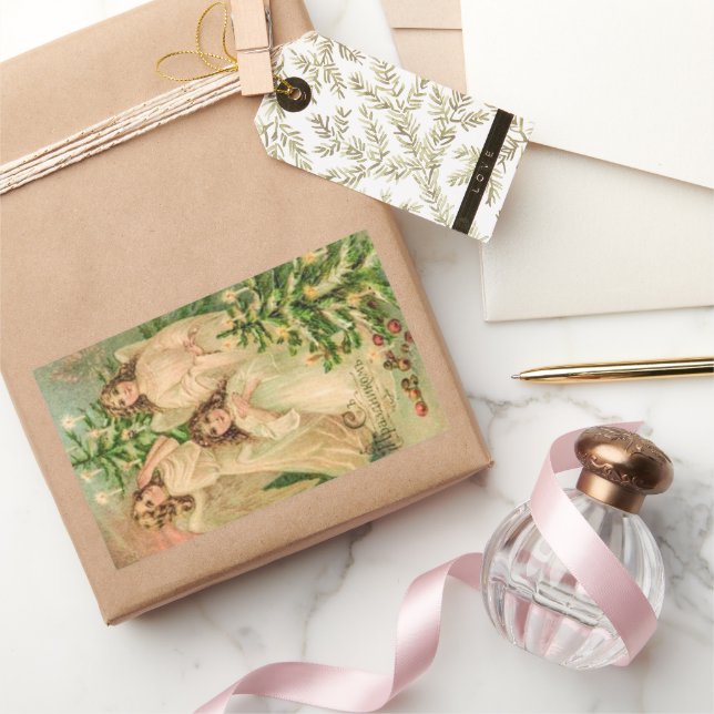 Vintage russische WeihnachtsAngels Rechteckiger Aufkleber (Schenken)