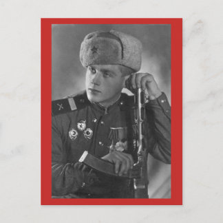Vintage russischer Soldat Postkarte