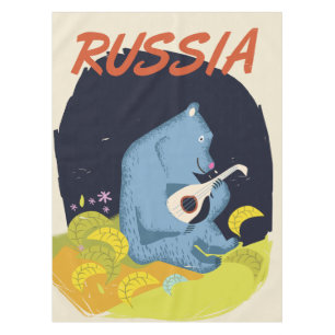Vintage-Russland-Bär-Reiseposter Tischdecke