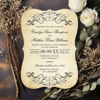 Vintage Rustic Black Flourish Parchment Wedding
