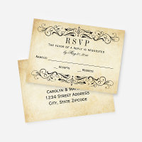 Vintage Rustic Black Flourish Parchment Wedding