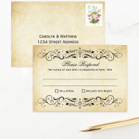Vintage Rustic Black Flourish Parchment Wedding