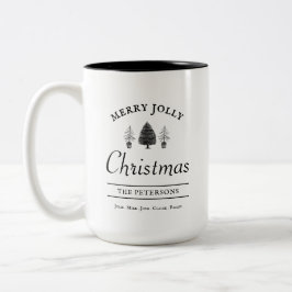 Vintage Rustic Black & White Christmas Zweifarbige Tasse