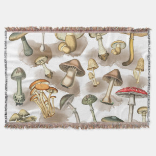 Vintage Rustic Forest Mushrooms Decke