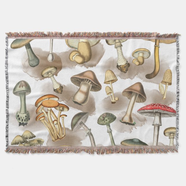 Vintage Rustic Forest Mushrooms Decke (Vorderseite)