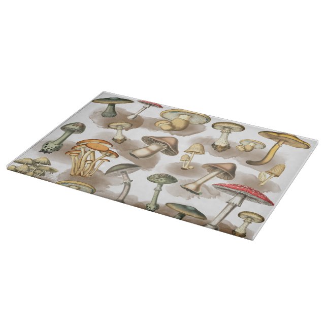 Vintage Rustic Forest Mushrooms Schneidebrett (Ecke)