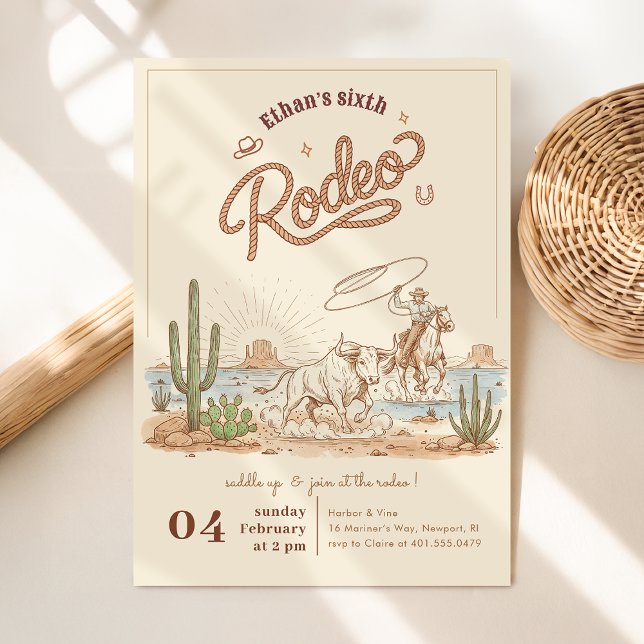 Vintage Rustic Gingham Cowboy Rodeo 6. Geburtstag Einladung (Von Creator hochgeladen)
