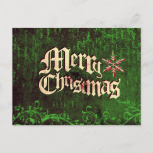 Vintage Rustic Grunge Merry Christmas Postcard Feiertagspostkarte