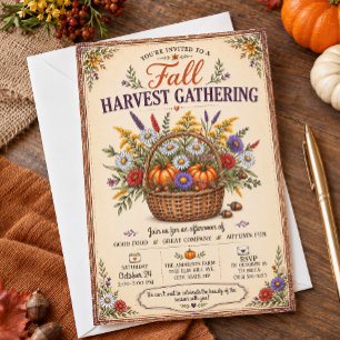 Vintage Rustic Herbst Erntefest-Party Einladung