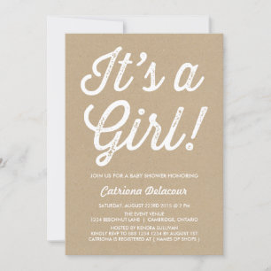 Vintage Rustic It's a Girl Baby Shower Einladung