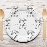 Vintage Rustic Pig I Do BBQ Casual Wedding Pappteller<br><div class="desc">Vintage Rustic Pig I Do BBQ Casual Wedding Paper Plates</div>